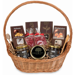 Kosz prezentowy zestaw ciemny z herbatą kawą