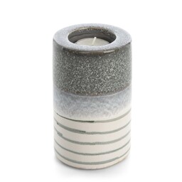 Eurofirany Świecznik ceramiczny Viki 9x9x13 biały popielaty 01