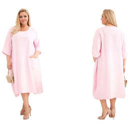 Cukierkowy róż sukienka damska Plus Size wiskozowa