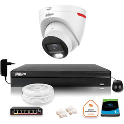 DAHUA Zestaw monitoringu IP kamera zewnętrzna WizColor 2K