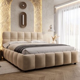Łóżko tapicerowane z pojemnikiem 4583G 140x200 Welur Beżowy
