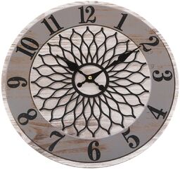 Zegar ścienny Mandala 34 cm, szary
