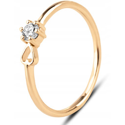 PIĘKNY ZŁOTY PIERŚCIONEK ZARĘCZYNOWY Z BRYLANTEM 0.10CT