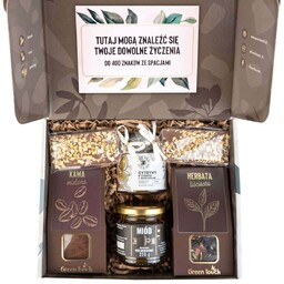 Pudełko prezentowe zestaw kosz z herbatą i kawą