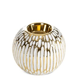 Eurofirany Świecznik ceramiczny Andrea 10x10x8 biały złoty 01