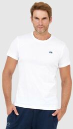 LA MARTINA Biały t-shirt męski z wyszywanym logo,