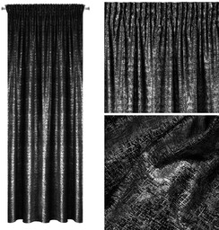 Zasłona 140 x 270 Dekoracyjna Velvet Cypr Czarna
