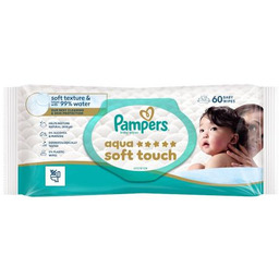 Pampers Aqua Soft Touch Chusteczki nawilżane, 60 szt.
