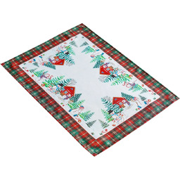 Serwetka bożonarodzeniowa prostokątna biało-czerwono-zielona w bałwanki BNB13-1