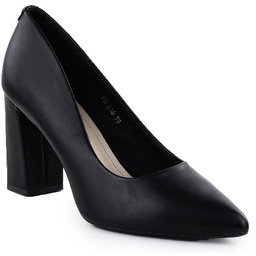 Czółenka na słupku w szpic czarne Sergio Leone