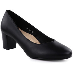 Czółenka damskie na niskim słupku czarne Sergio Leone