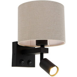 Lampa ścienna czarna z lampką do czytania