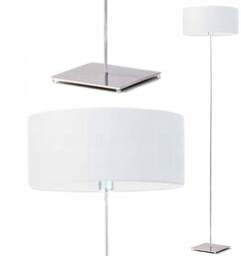 Lampa stojąca podłogowa biała abażur Led E27