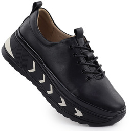Skórzane sneakersy damskie na platformie czarne Filippo DP6427