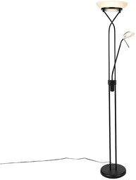 Lampa podłogowa czarna z LED i ściemniaczem oraz
