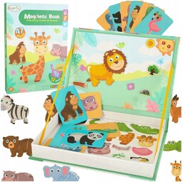 Książeczka magnetyczna układanka puzzle na magnes zwierzęta safari