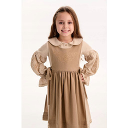 Suknia lniana suknia z haftem dziewczęca lniana dwuczęściowa