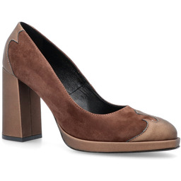 Skórzane czółenka na platformie - LAURA MESSI 2702