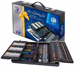 Zestaw Artystyczny Walizka Drewniana Art&hobby 218 elementów Astra