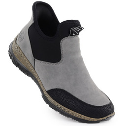 Botki damskie komfortowe wsuwane szare Rieker N3280-42