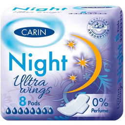 CARIN Ultra Wings Night podpaski higieniczne 8szt