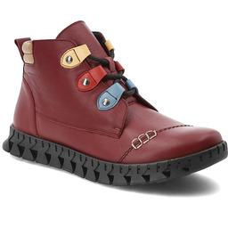 Armodo Czerwone Botki Skórzane Buty Damskie