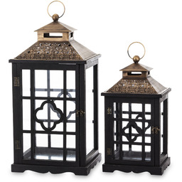 Lampion latarnia drewniana komplet 2 szt 66/50cm 154477