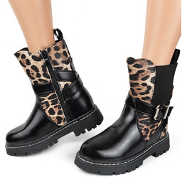 Kozaczki Panterka Dziewczęce Ocieplane Botki Trepy Na Zamek