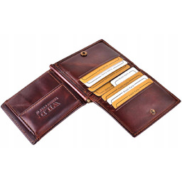 Brązowy Rozkładny Męski PORTFEL na Banknoty BANKNOTÓWKA SKÓRA