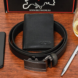 Zestaw męski skórzany portfel pasek duży Beltimore U86