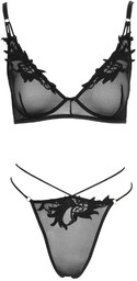 Cottelli - przezroczysty, koronkowy zestaw biustonoszy (czarny)