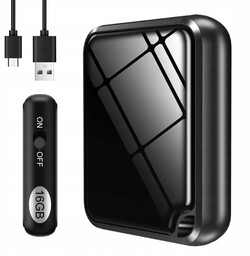 2W1 Odtwarzacz MP3 Dyktafon 16GB Usb Czarny Mini