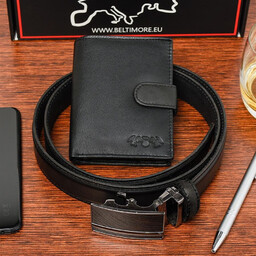 Zestaw męski skórzany portfel pasek duży Beltimore U88