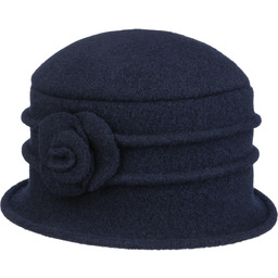 Kapelusz z Sukna Welnianego Beata by Seeberger, ciemnoniebieski,