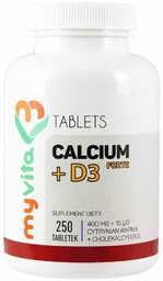 Calcium Wapń (cytrynian wapnia) + Witamina D3, Myvita,