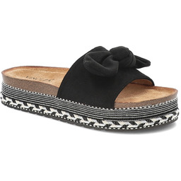Vinceza Czarne Klapki Modne Obuwie Damskie Z Kokardką