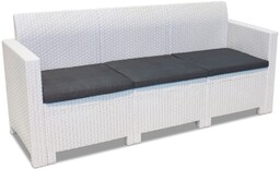 Duża sofa ogrodowa z technorattanu 3-osobowa Nebraska biała