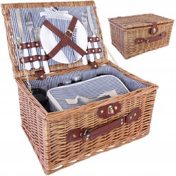 KOSZ PIKNIKOWY DLA 2 OSÓB wiklinowy termiczny talerze