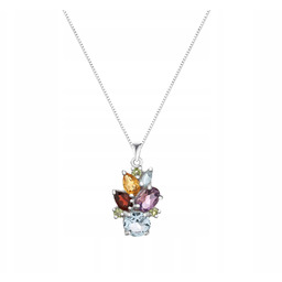 SREBRNY NASZYJNIK 925 AMETYST GRANAT OLIWIN TOPAZ