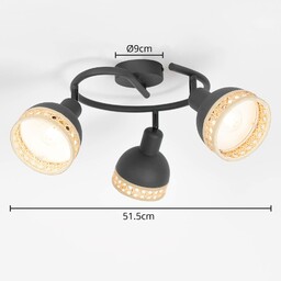 Lindby Lonnaris sufitowa, rattan, okrągła 3-pkt