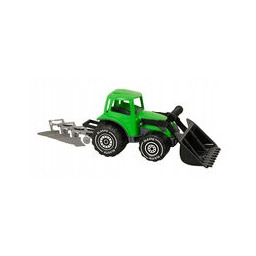 Traktor Z Ładowaczem I Pługiem 52CM Zielony