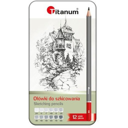Ołówki do szkicowania 12 szt w metalowym opakowaniu