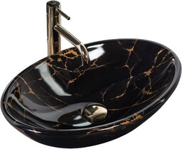 REA-U5067 Pamela Black Marble Shiny Umywalka nablatowa