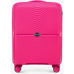 Mała walizka z polipropylenu w okręgi różowa