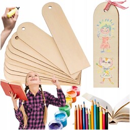 Drewniane zakładki do książek DIY 50 SZTUK Bileciki