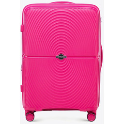 Średnia walizka z polipropylenu w okręgi różowa
