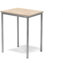 Stół SONITUS, 700x600x900 mm, beżowe linoleum, szary aluminium