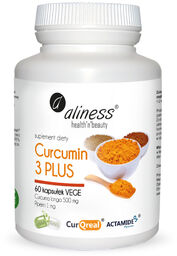 Aliness Curcumin 3 Plus, kurkuma z piperyną, 60