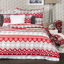 4Home Świąteczna pościel flanelowa Red nordic, 140 x