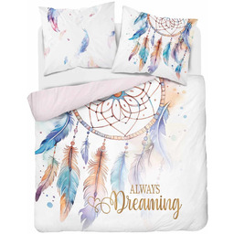 Pościel bawełniana różowa w kolorowy łapacz snów SJC-247